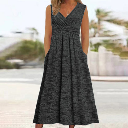 ⏰🔥 ¡OFERTA 50% OFF! 👗✨ Vestido Sin Mangas de Cuello en V para Mujer Talla Grande – Cómodo, Favorecedor y Elegante para Cada Ocasión