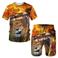 ⏰🔥 ¡OFERTA 50% OFF! 🐯👕 Conjunto de 2 Piezas para Hombre – Camiseta + Pantalón Corto con Estampado 3D de Animales, Fresco, Cómodo y Llamativo