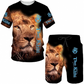 ⏰🔥 ¡OFERTA 50% OFF! 🐯👕 Conjunto de 2 Piezas para Hombre – Camiseta + Pantalón Corto con Estampado 3D de Animales, Fresco, Cómodo y Llamativo