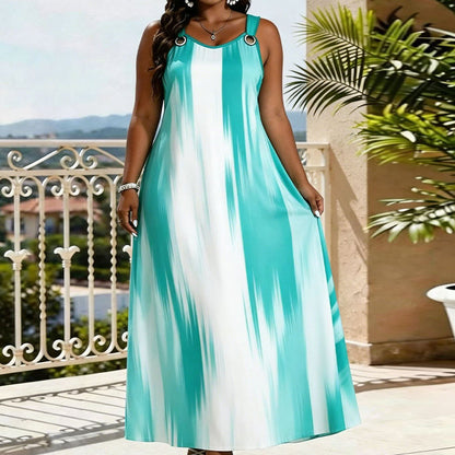 ⏰🔥 ¡OFERTA 50% OFF! 👗✨ Vestido Largo de Rayas para Mujer Talla Grande – Sin Mangas, Cómodo y Elegante para un Look Fresco y Favorecedor