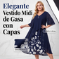 ⏰🔥 ¡OFERTA 50% OFF! 👗✨ Vestido Midi de Gasa en Capas para Mujer – Elegante Diseño de Falso Dos Piezas y Bajo Asimétrico Favorecedor