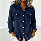 ⏰🔥 ¡OFERTA 50% OFF! 👚✨ Camisa Casual de Canalé con Botones para Mujer – 2 Bolsillos de Pecho y Corte Relajado para un Estilo Moderno y Versátil