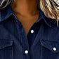 ⏰🔥 ¡OFERTA 50% OFF! 👚✨ Camisa Casual de Canalé con Botones para Mujer – 2 Bolsillos de Pecho y Corte Relajado para un Estilo Moderno y Versátil