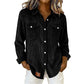 ⏰🔥 ¡OFERTA 50% OFF! 👚✨ Camisa Casual de Canalé con Botones para Mujer – 2 Bolsillos de Pecho y Corte Relajado para un Estilo Moderno y Versátil