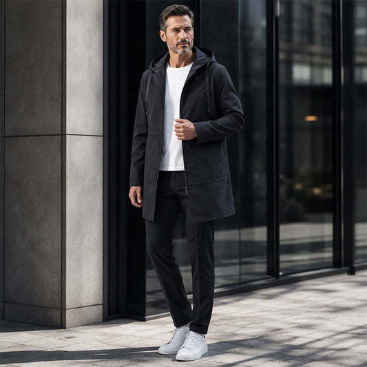 ⏰🔥 ¡OFERTA 50% OFF! 🧥✨ Chaqueta con Capucha de Largo Medio para Hombre – Protección contra el Viento, Cálida y Elegante