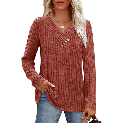 ⏰🔥 ¡OFERTA 50% OFF! 👚✨ Túnica de Punto Canalé para Mujer con Cuello en V – Cálida, Cómoda y Elegante