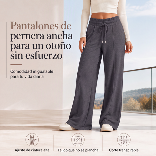 ⏰🔥 ¡OFERTA 50% OFF! 👖✨ Pantalones de Pierna Ancha para Mujer – Cintura Alta con Cordón, Cómodos y Elegantes