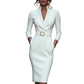 ⏰🔥 ¡OFERTA 50% OFF! 👗✨ Vestido Midi Elegante para Mujer – Silueta Estilizada, Cintura Definida y Estilo Profesional