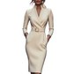 ⏰🔥 ¡OFERTA 50% OFF! 👗✨ Vestido Midi Elegante para Mujer – Silueta Estilizada, Cintura Definida y Estilo Profesional