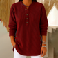 Camisetas henley de pana con botones para mujer