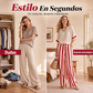 Conjunto informal de dos piezas de rayas con pantalones de pierna ancha para mujer