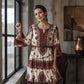 Vestido bohemio para mujer con cuello en V y volantes escalonados