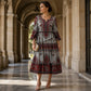 Vestido bohemio para mujer con cuello en V y volantes escalonados