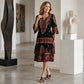 Vestido bohemio para mujer con cuello en V y volantes escalonados