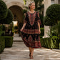 Vestido bohemio para mujer con cuello en V y volantes escalonados