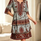 Vestido bohemio para mujer con cuello en V y volantes escalonados
