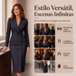 Vestido blazer elegante asimétrico de mujer con cierre de botones simple