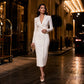 Vestido blazer elegante asimétrico de mujer con cierre de botones simple