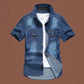 Camisa vaquera casual de manga corta para hombre