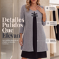 Vestido casual de manga larga de punto canelado para mujer