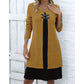 Vestido casual de manga larga de punto canelado para mujer