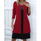 Vestido casual de manga larga de punto canelado para mujer