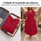 Vestido elegante de mujer con cuello en V y detalle de torsión en el delantero