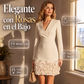 Vestido elegante de manga larga con cuello en V para mujer