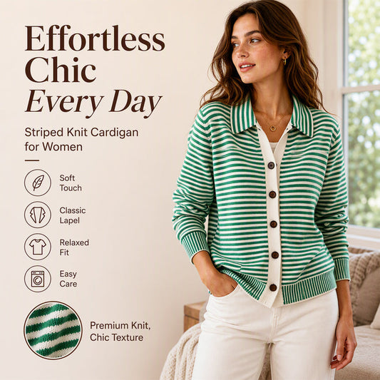 ⏰🔥 ¡OFERTA 50% OFF! 🍂🧥 Cárdigan de Punto a Rayas para Mujer – Cálido, Cómodo y Elegante para el Otoño
