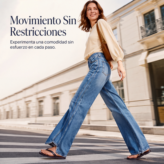 Jeans de pierna ancha de talle alto para mujer