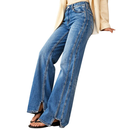 Jeans de pierna ancha de talle alto para mujer