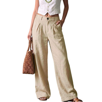 ⏰🔥 ¡OFERTA 50% OFF! 👖☀️ Pantalones Anchos de Lino para Mujer – Frescos, Cómodos y Elegantes con Cintura Alta