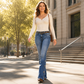 ⏰🔥 ¡OFERTA 50% OFF! 👖✨ Vaqueros Slim de Mujer con Borde Ondulado y Botones Laterales – Estilo Urbano, Cómodos y Favorecedores