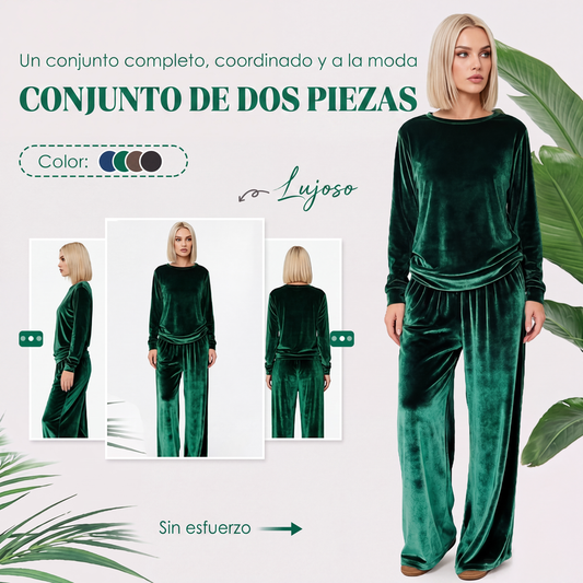 Conjunto de 2 piezas de terciopelo para mujer: top y pantalones