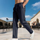 Pantalones de vestir de pierna recta para hombre con cordón