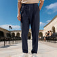 Pantalones de vestir de pierna recta para hombre con cordón