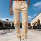 Pantalones de vestir de pierna recta para hombre con cordón