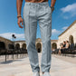 Pantalones de vestir de pierna recta para hombre con cordón