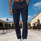Pantalones de vestir de pierna recta para hombre con cordón