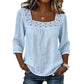 ⏰🔥 ¡OFERTA 50% OFF! 👚✨ Blusa Elegante de Mujer con Cuello Cuadrado y Encaje – Estilo Femenino, Cómodo y Versátil para Cualquier Ocasión