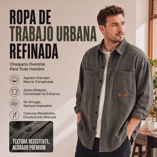 ⏰🔥 ¡OFERTA 50% OFF! 👔✨ Camisa Utilitaria Holgada de Manga Larga para Hombre – Estilo Casual, Cómoda y Resistente para el Día a Día