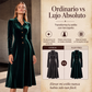 ⏰🔥 ¡OFERTA 50% OFF! 👗✨ Vestido Vintage de Terciopelo para Mujer – Cuello de Solapa, Botones Frontales y Corte Línea A Elegante