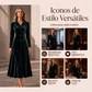 ⏰🔥 ¡OFERTA 50% OFF! 👗✨ Vestido Vintage de Terciopelo para Mujer – Cuello de Solapa, Botones Frontales y Corte Línea A Elegante