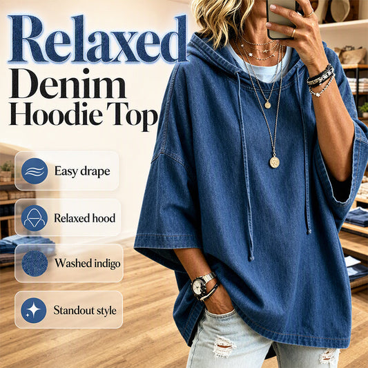 ⏰🔥 ¡OFERTA 50% OFF! 👕✨ Sudadera Vaquera con Capucha para Mujer – Corte Holgado, Estilo Casual y Comodidad Todo el Día