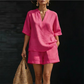 ⏰🔥 ¡OFERTA 50% OFF! 👚✨ Conjunto de Verano de 2 Piezas para Mujer – Top con Cuello de Pico y Shorts Holgados, Fresco y Elegante