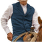 Chaleco de tweed de espiga con solapa vintage para hombre
