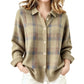 Cárdigan de cuadros con botones casual para mujer