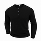 Camisa casual de manga larga con cuello Henley para hombre