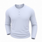 Camisa casual de manga larga con cuello Henley para hombre