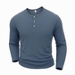Camisa casual de manga larga con cuello Henley para hombre